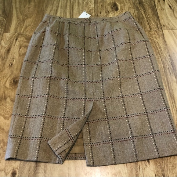 NWT Vintage Kasper Petite Womens Wool Plaid Skirt Lined Pencil Slit Size 10P - Picture 4 of 7